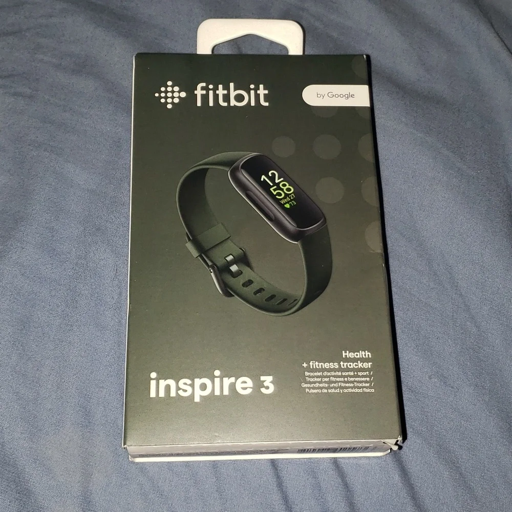 New NIB Fitbit Inspire 3 health fitness tracker watch pedometer Black Un…